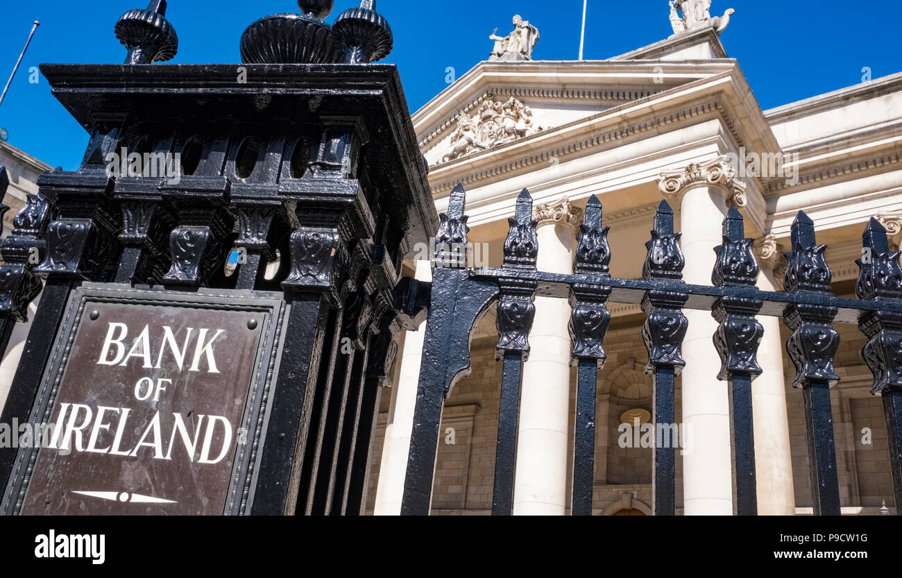 Bank of Ireland edificio esterno su College Green, Dublino, Irlanda, Europa Foto Stock