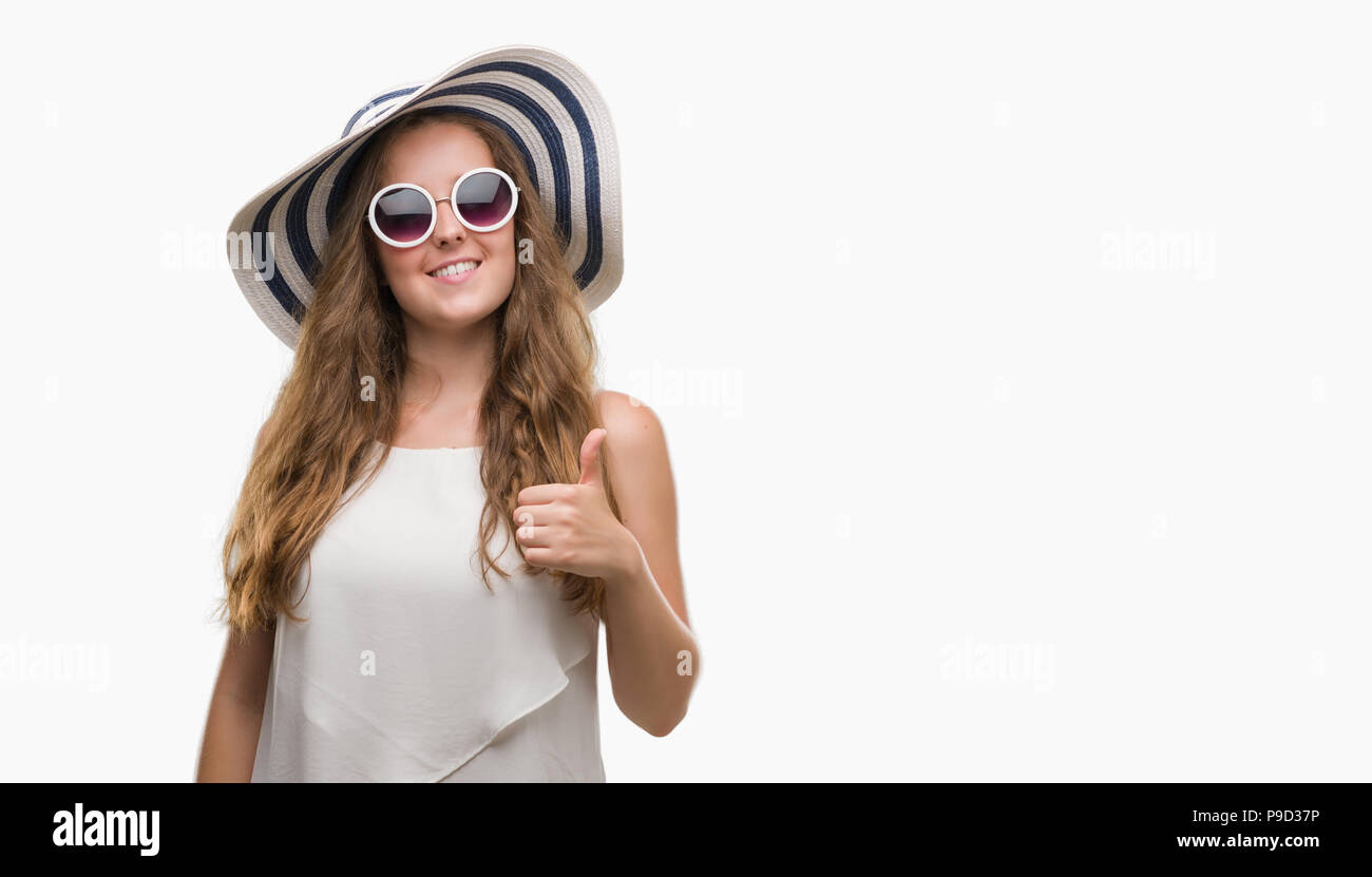 Sole Occhiali Gli Indossa Donna Bionda Cappello Che E Da Giovane nP70xn