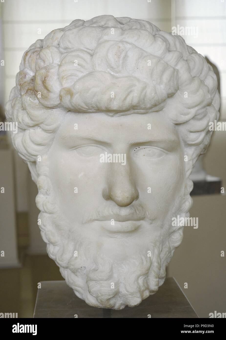 Lucius Verus (130-169). Imperatore romano. Nerva-Antonine dyansty. Busto. 2° secolo. Dal Forum di Colonia, Tarragona. Museo Archeologico Nazionale. Tarragona. Spagna. Foto Stock