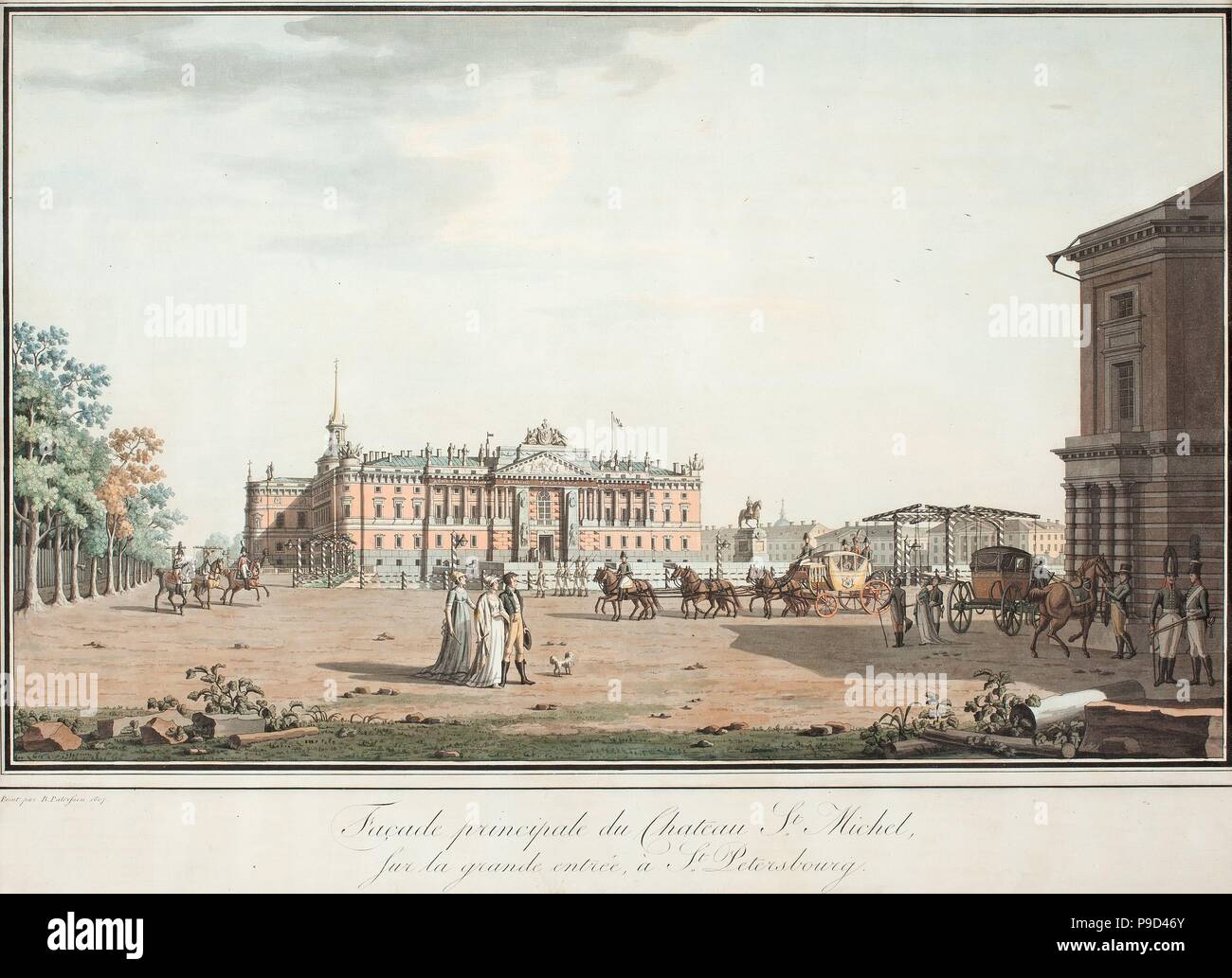 Vista del Michael Palace a San Pietroburgo. Museo: Collezione privata. Foto Stock