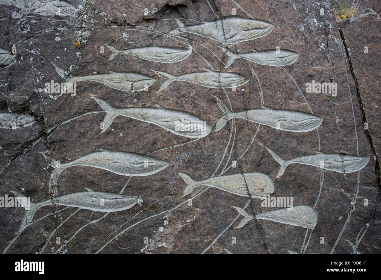 Sculture in pietra, Qaqortoq, Groenlandia Foto Stock