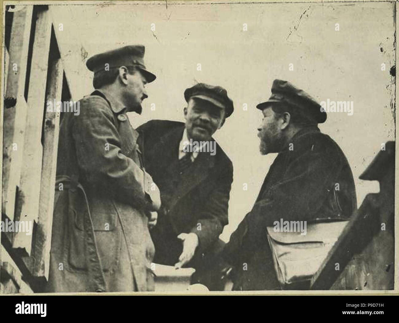 Leon Trotsky, Vladimir Lenin e Lev Kamenev (da sinistra a destra), 5 maggio 1920. Museo: Membro del Museo di Storia di Mosca. Foto Stock