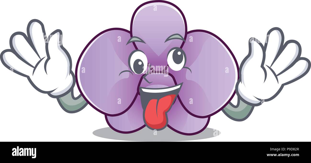 Crazy orchid flower mascotte cartoon Illustrazione Vettoriale