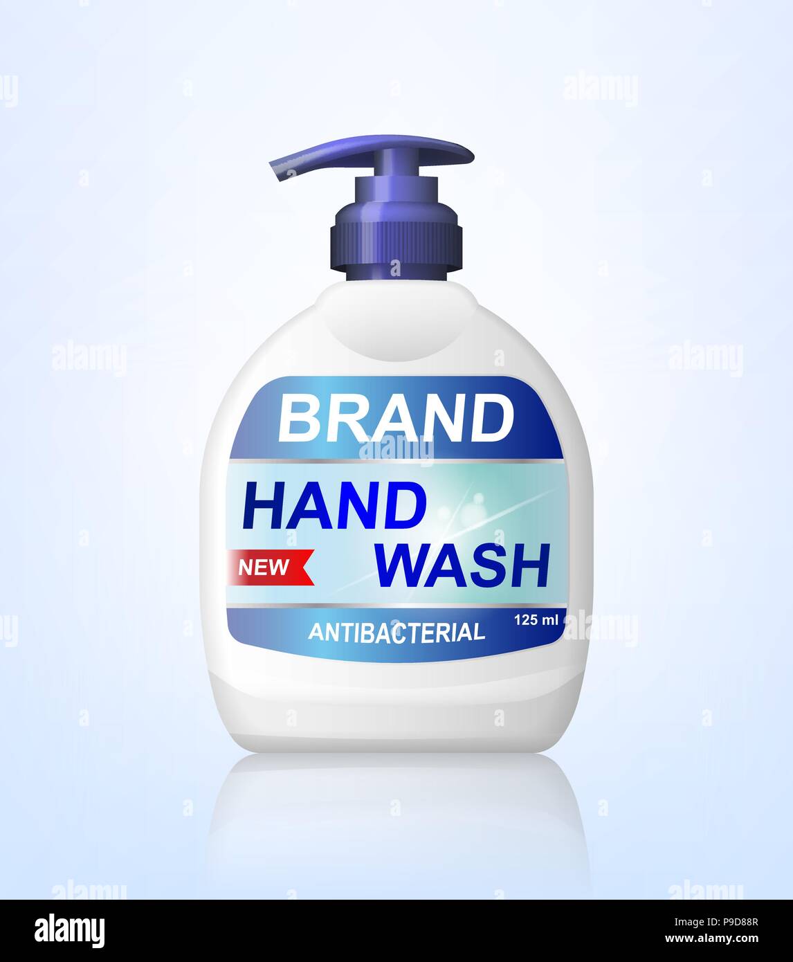 Antibatterico per lavaggio a mano gli annunci di gel, flacone di erogazione mockup isolato. 3D realistici sapone antisettico per bottiglia. Prodotto per l'igiene package design. illustrazione vettoriale Illustrazione Vettoriale