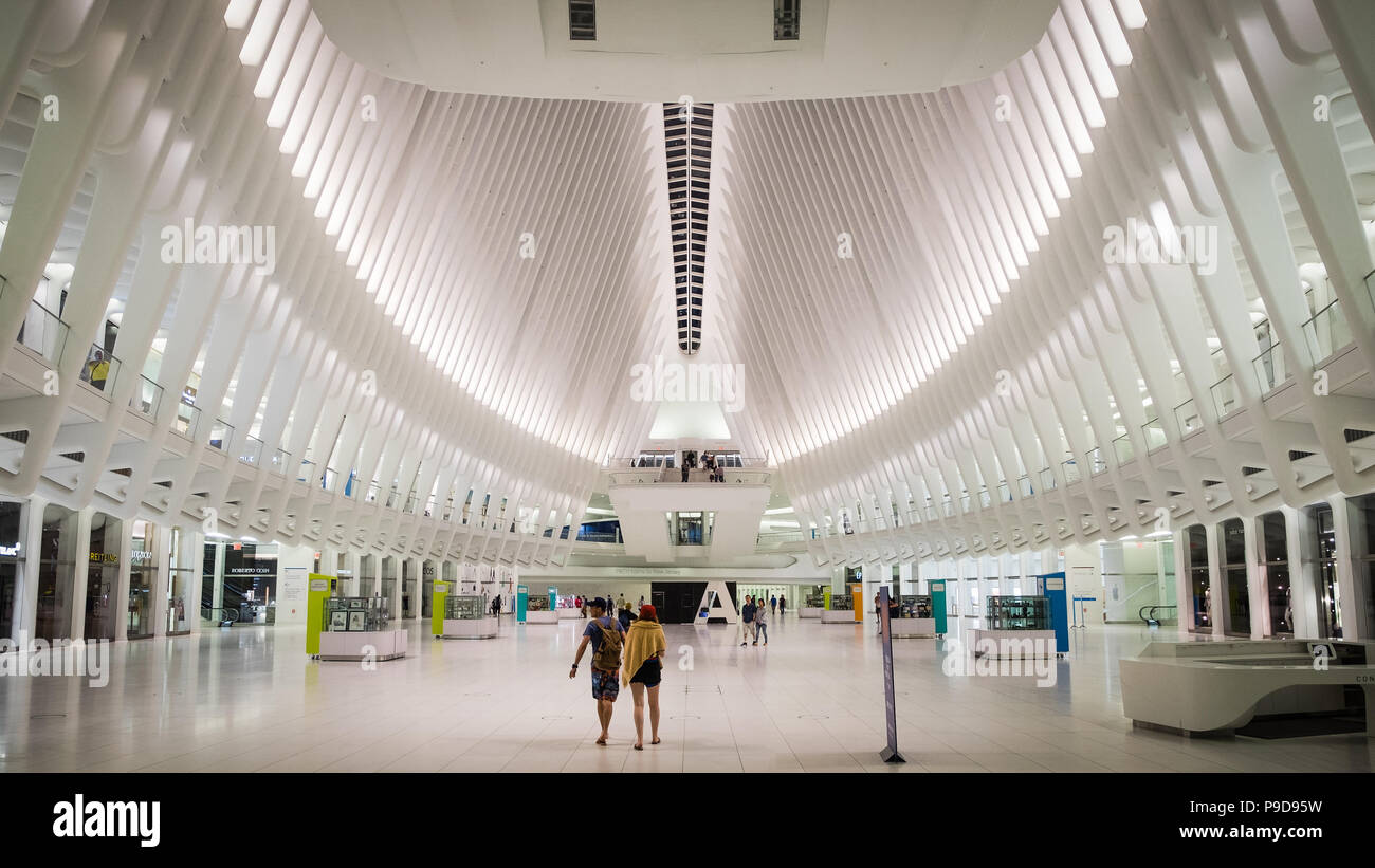 Occhio World Trade Center Hub di trasporto interno Mezzanine principale, Manhattan, New York, Stati Uniti d'America Foto Stock