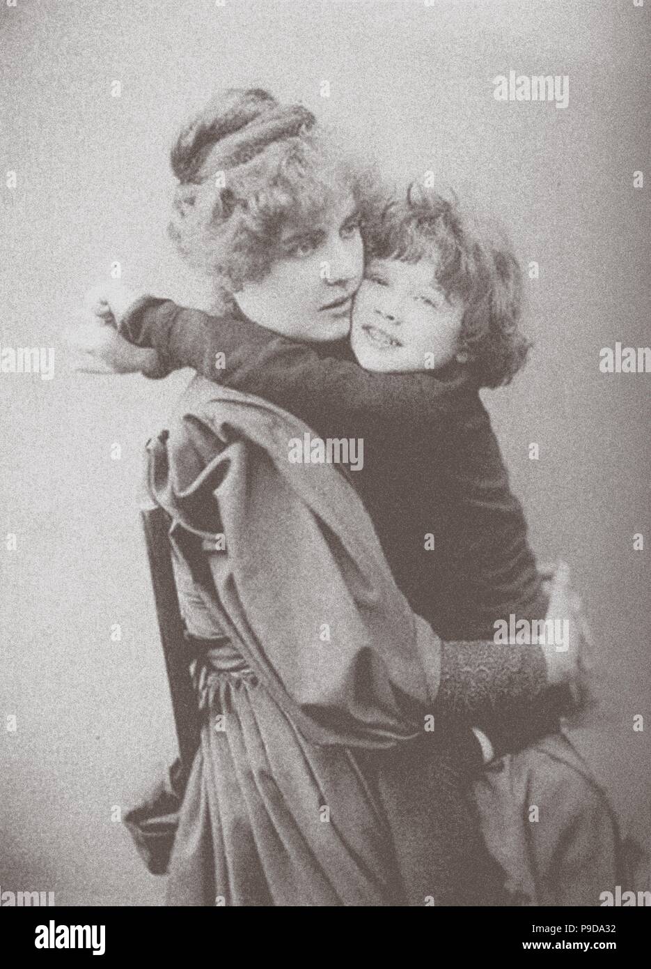 Constance Wilde con figlio Cirillo. Museo: Biblioteca di Stato per la letteratura straniera, Mosca. Foto Stock