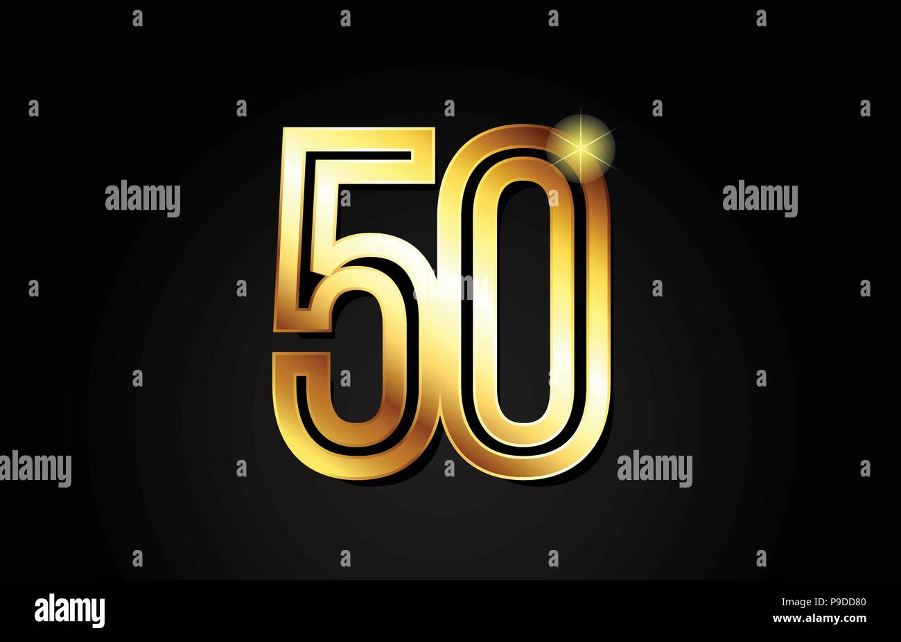 Numero gold 50 logo design adatto per una società o business Illustrazione Vettoriale