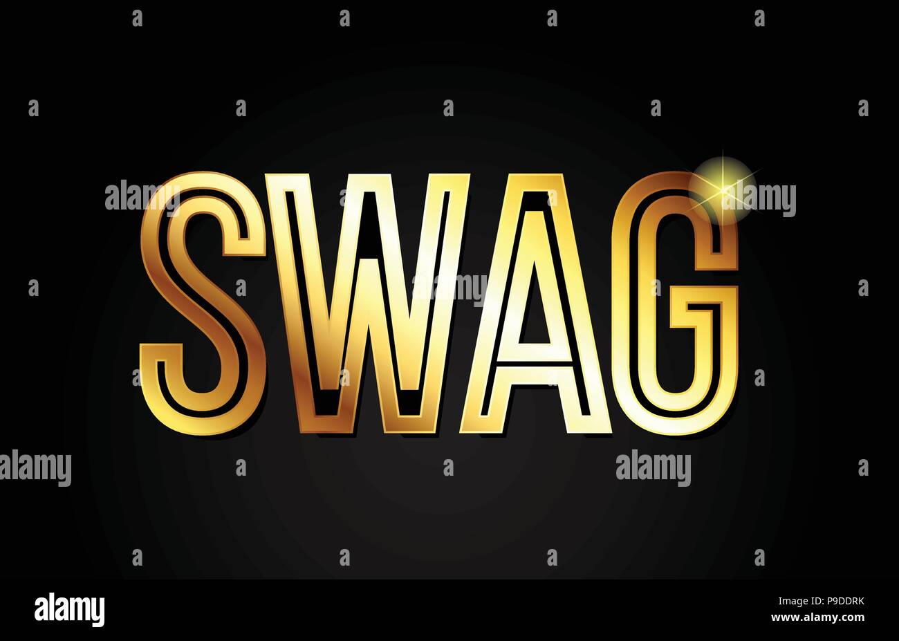 Swag word design tipografia in oro o in colore oro adatti per logo, banner o progettazione di testo Illustrazione Vettoriale