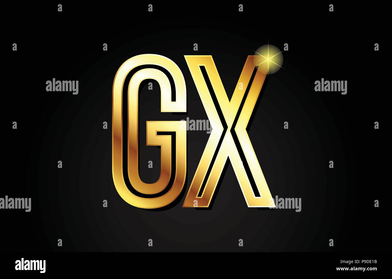 Oro lettera alfabeto gx g x la combinazione di logo design adatto per una società o business Illustrazione Vettoriale