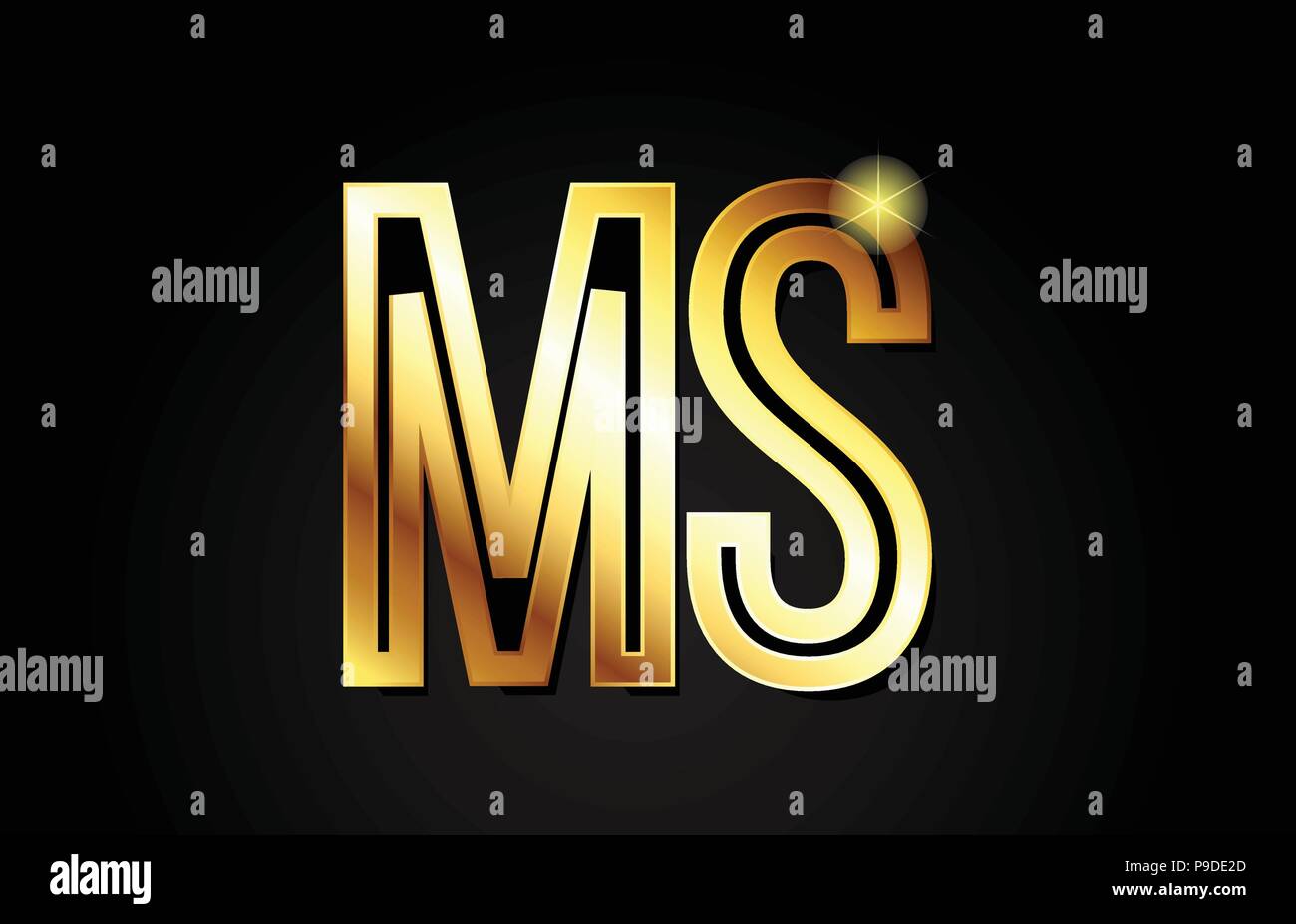 Alfabeto oro lettera ms m s combinazione di logo design adatto per una società o business Illustrazione Vettoriale