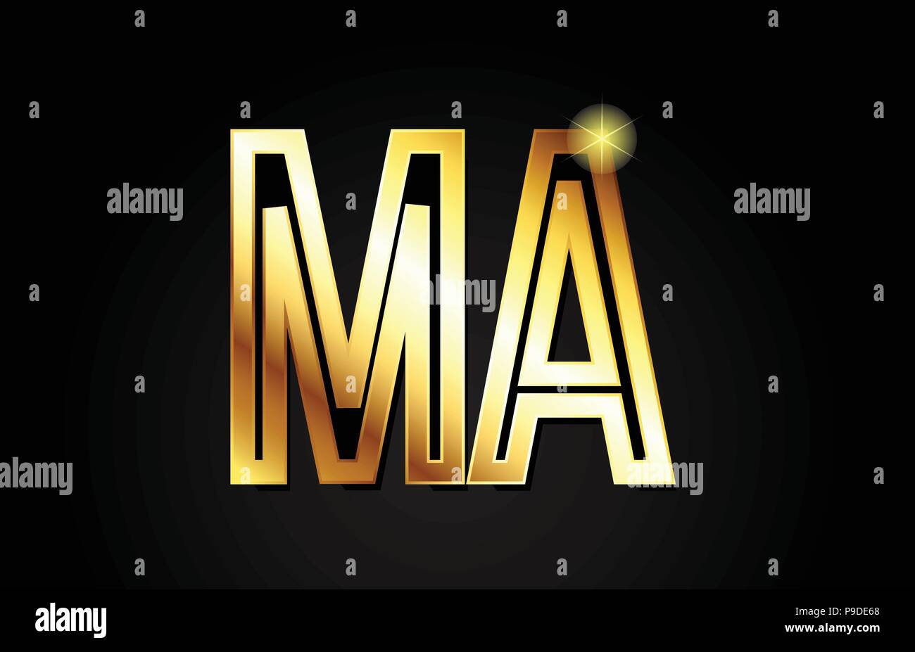 Alfabeto oro lettera m ma una combinazione di logo design adatto per una società o business Illustrazione Vettoriale