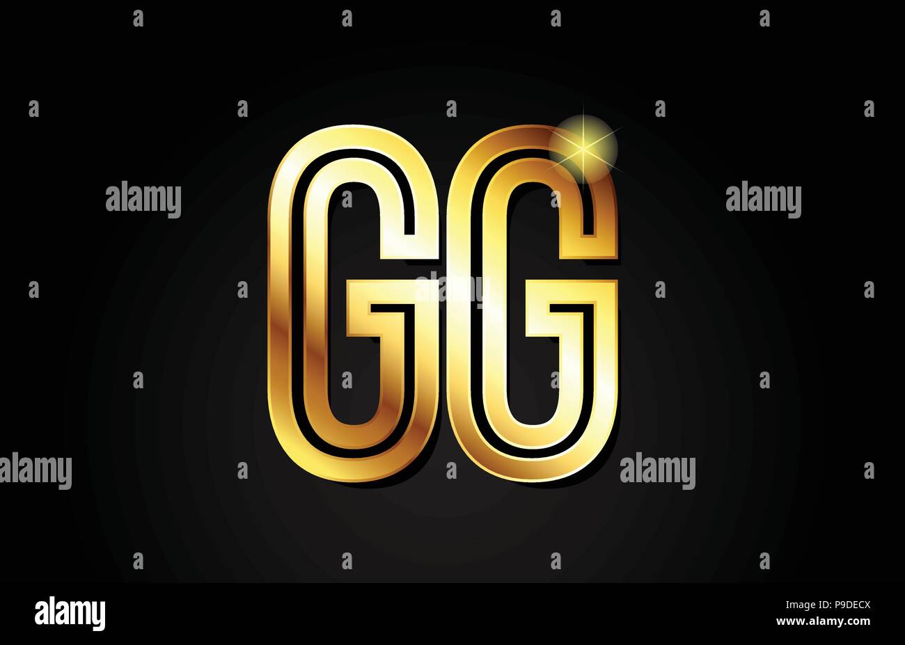 Alfabeto oro lettera gg g g combinazione di logo design adatto per una società o business