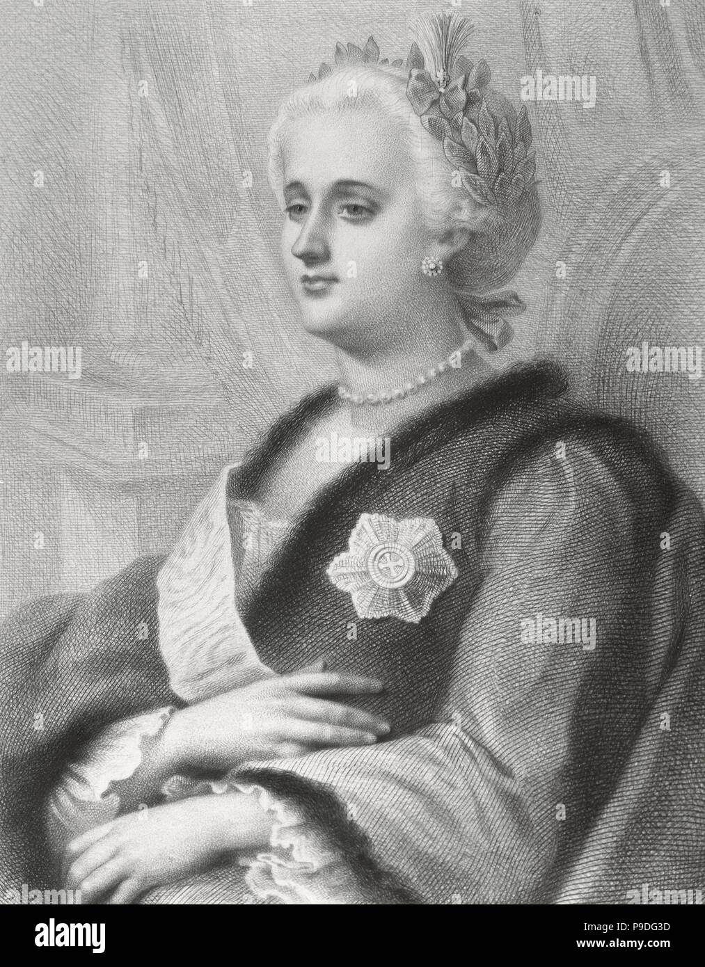 Catherine II il Grande (1729-1796). Imperatrice di tutte le Russie (1762-1796). Ritratto. Incisione. Foto Stock