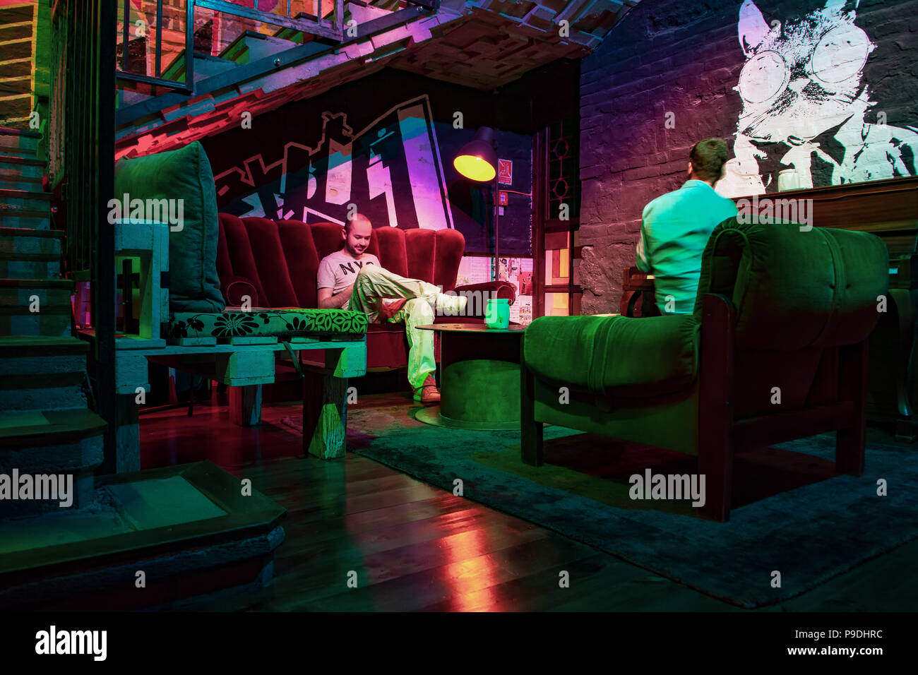 Brody Studio,un all-in-one club arti e spazio per eventi a Budapest, fornendo creativo e stimolante di spazi all'interno grezzo-deluxe ambienti contemporanei. Foto Stock