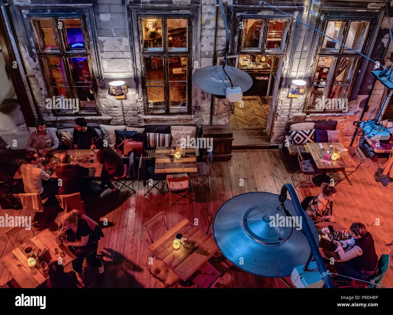 Brody Studio,un all-in-one club arti e spazio per eventi a Budapest, fornendo creativo e stimolante di spazi all'interno grezzo-deluxe ambienti contemporanei. Foto Stock