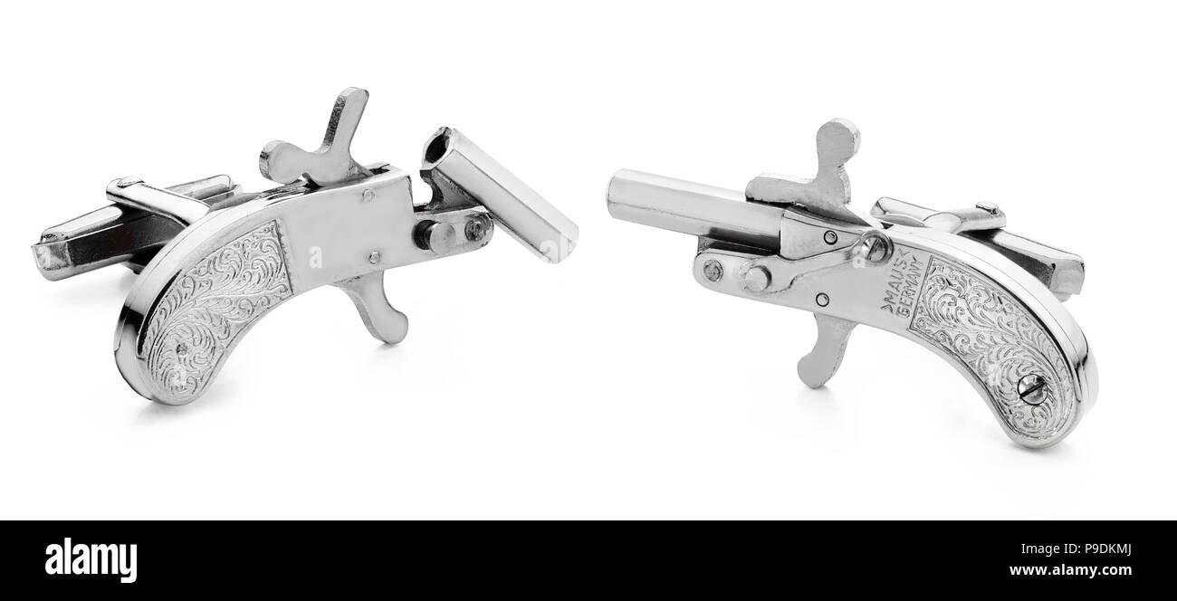Una coppia di gemelli di argento che stanno lavorando le pistole sbozzati di cottura realizzato da Maus di Germania Foto Stock