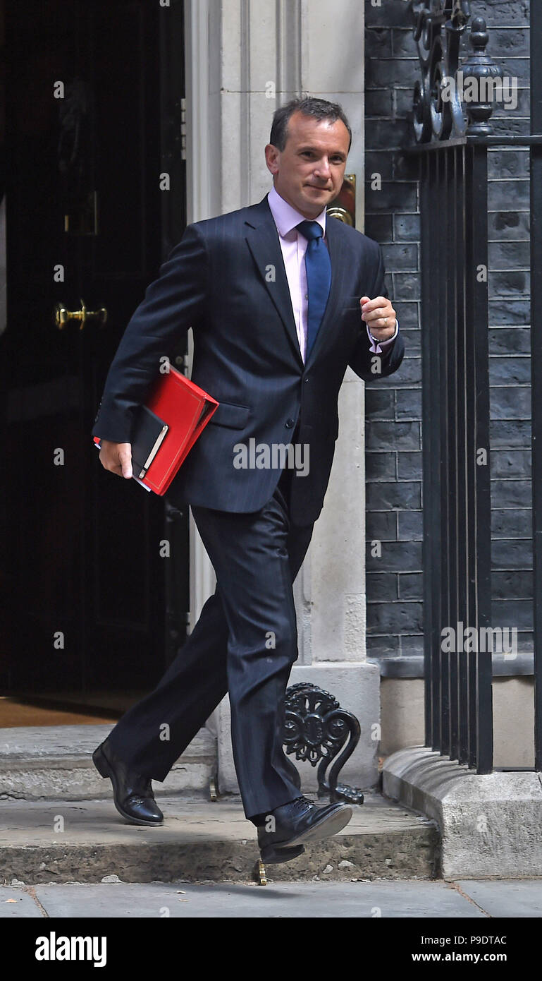 Segretario gallese Alun Cairns eaves Downing Street, Londra, dopo la riunione del gabinetto. Foto Stock