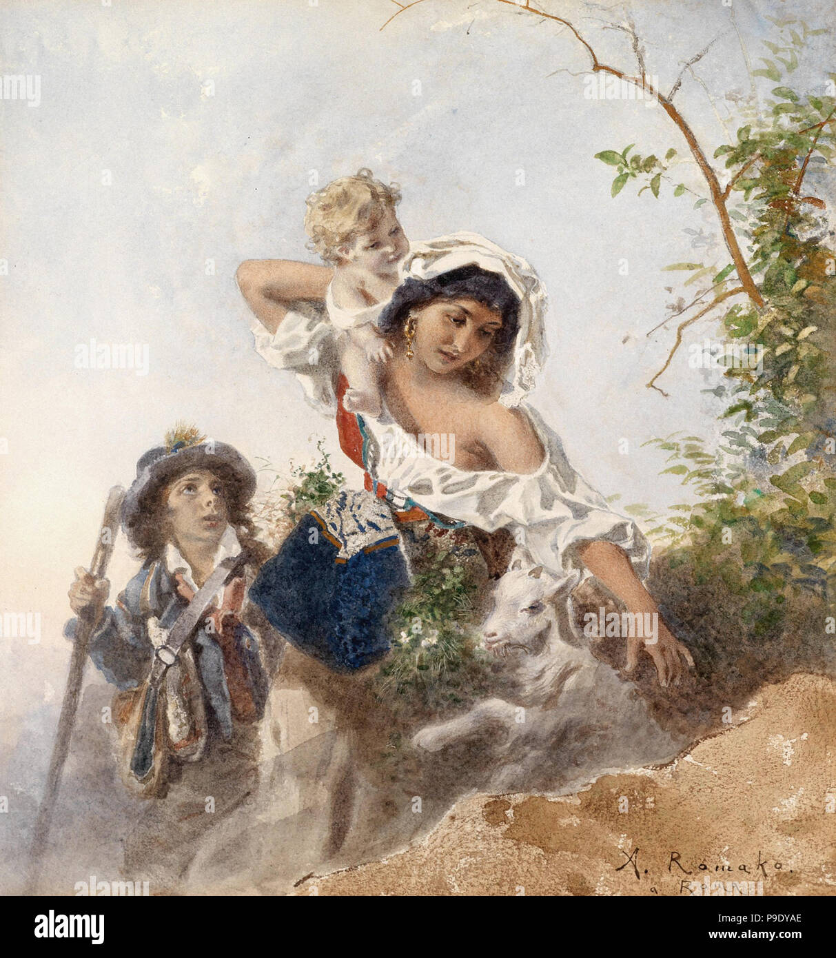 Romako Anton - Pastore italiano famiglia Foto Stock