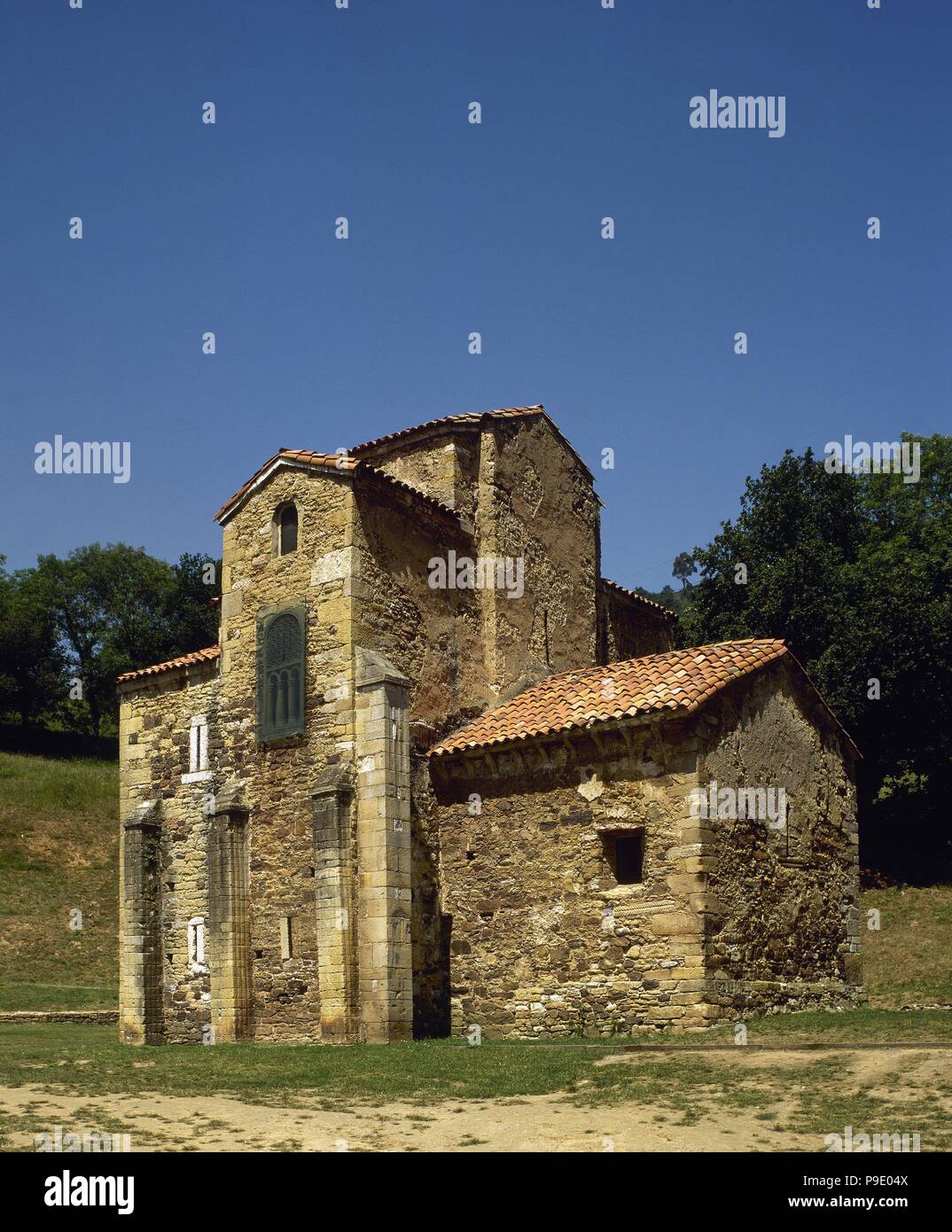 Chiesa di San Michele di Lillo. Asturiano pre-romanica. Ix secolo. Esterno. Oviedo. Asturias. Spagna. Foto Stock