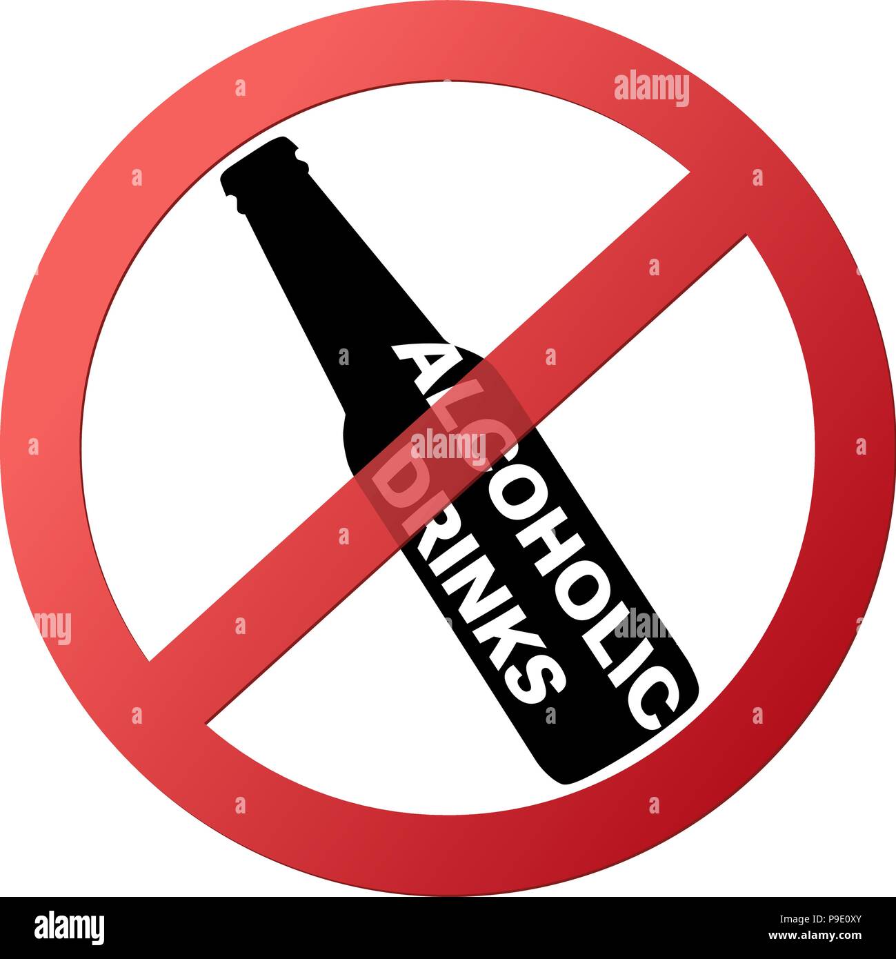 Svuotare round non bere rosso segno di divieto Illustrazione Vettoriale