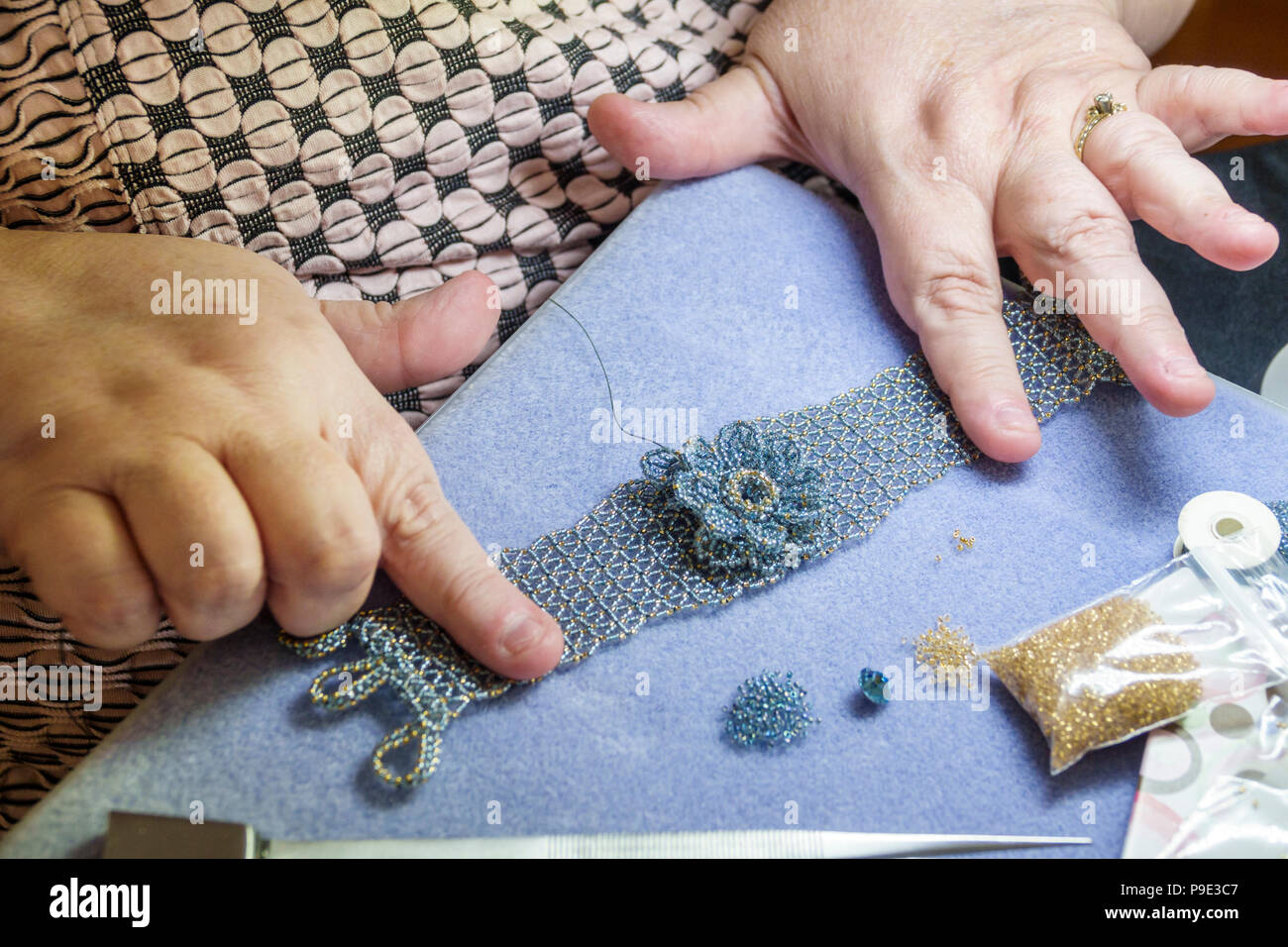 Florida,Ocala,Festival delle Arti,evento annuale della comunità cittadina,stand bancarelle venditori di vendita,artigianato,adulti adulte donna donna donna donna donna donna donna donna donna donna donna,bea Foto Stock