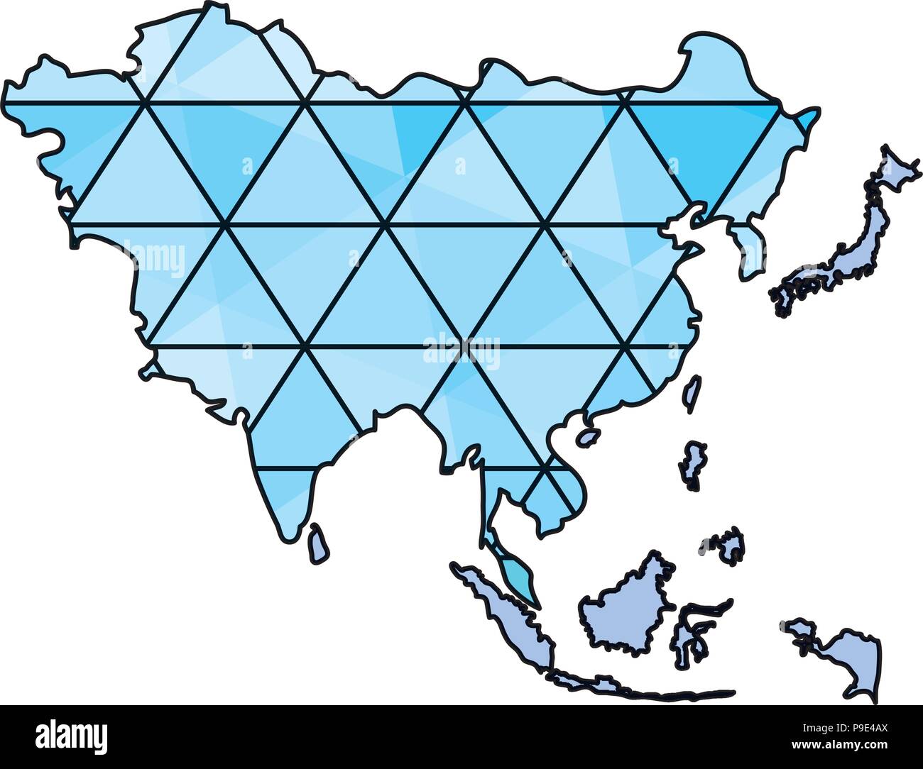 Asia icona mappa su sfondo bianco, illustrazione vettoriale Illustrazione Vettoriale