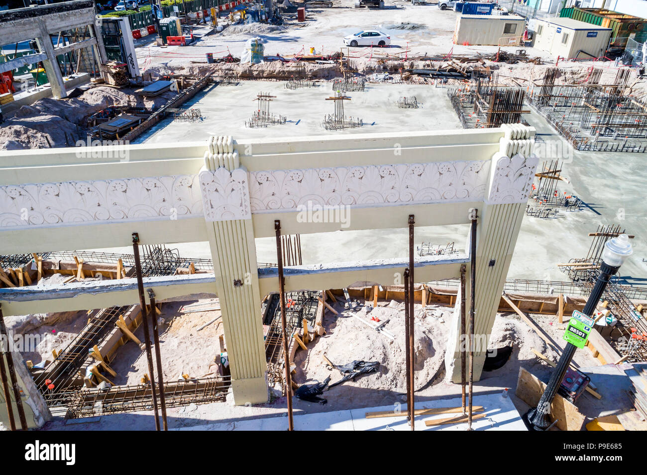Miami Beach Florida, Art Deco Design District preservation architettura, sotto costruzione nuovo cantiere builder, aereo vista panoramica ab Foto Stock