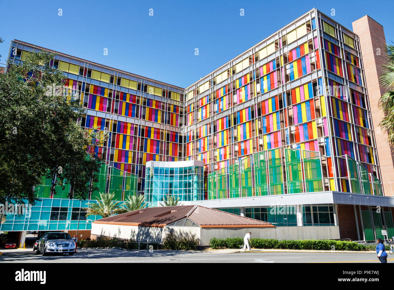 Gainesville Florida,University of Florida,campus,UF Health Shands Children’s Hospital,centro di medicina pediatrica,esterno,vetro colorato,facciata,bambino-fr Foto Stock