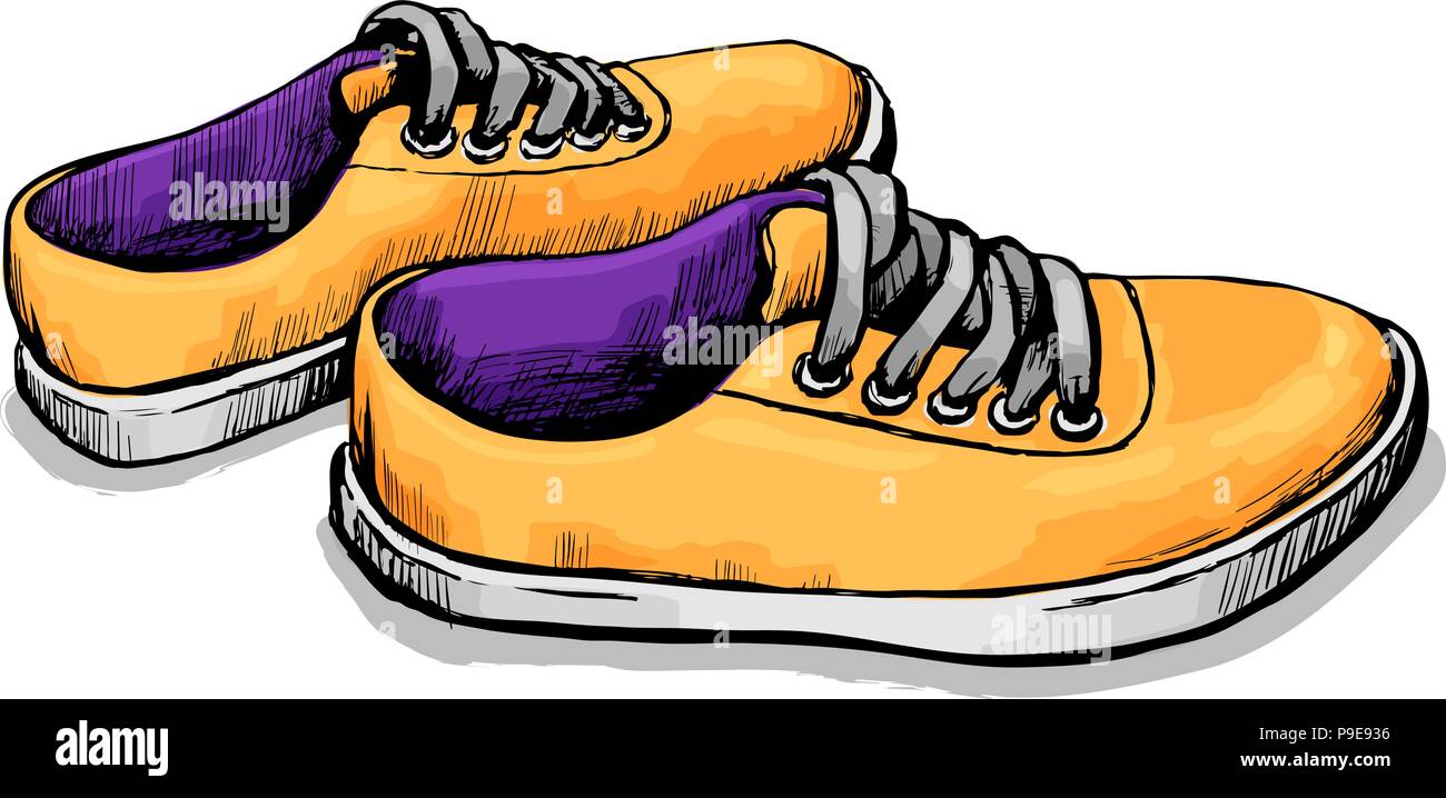 Vettore di colore schizzo di sneakers Illustrazione Vettoriale
