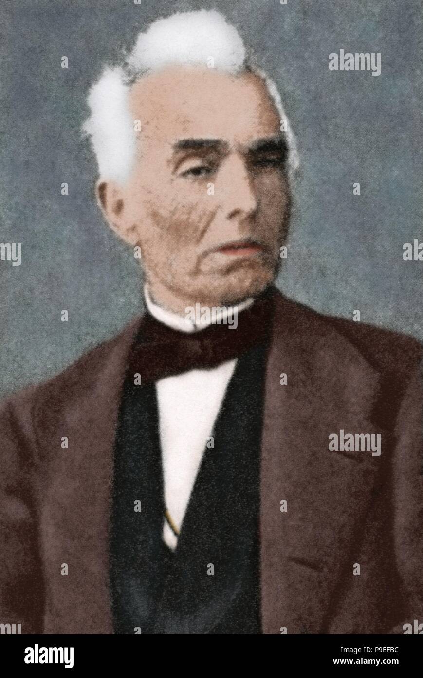 Manuel Gibert Sans (1795-1873). Il catalano militare e avvocato. Ritratto. Incisione. Colorati. Foto Stock