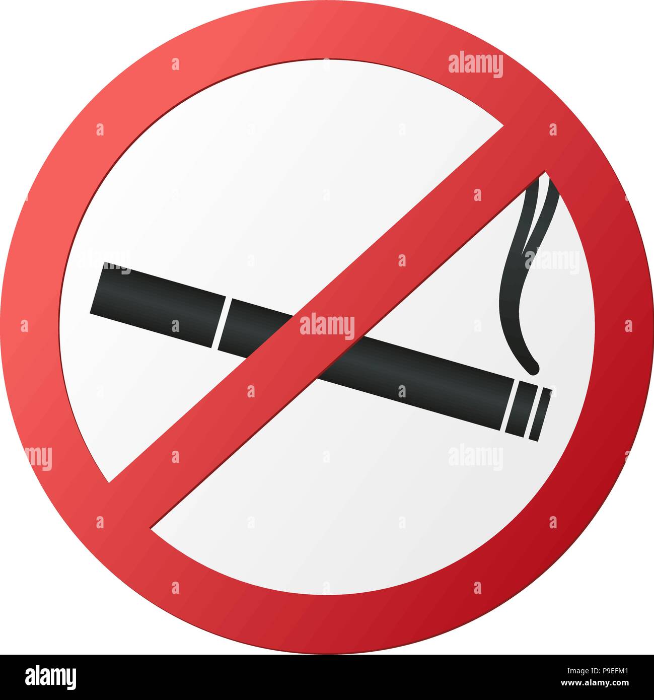 Rotondo rosso vietato fumare Illustrazione Vettoriale