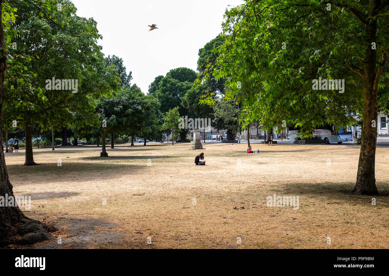 Brighton Regno Unito 18 Giugno 2018 - L'erba è riarsa nelle condizioni di siccità in Brighton il Victoria Gardens come l'ondata di caldo continua nel Sud Est della Gran Bretagna Credito: Simon Dack/Alamy Live News Foto Stock