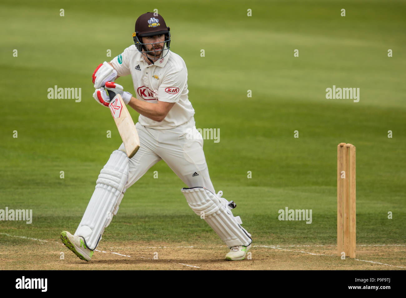 Londra, UK. 18 Luglio, 2018. Contrassegnare Stoneman batting per Surrey contro West Indies "A" lato touring al ovale. David Rowe/Alamy Live News Foto Stock