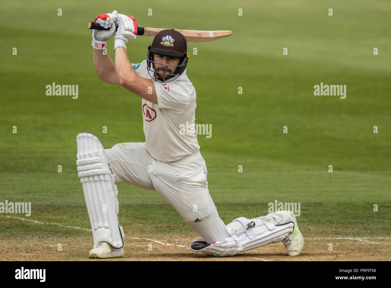 Londra, UK. 18 Luglio, 2018. Contrassegnare Stoneman batting per Surrey contro West Indies "A" lato touring al ovale. David Rowe/Alamy Live News Foto Stock