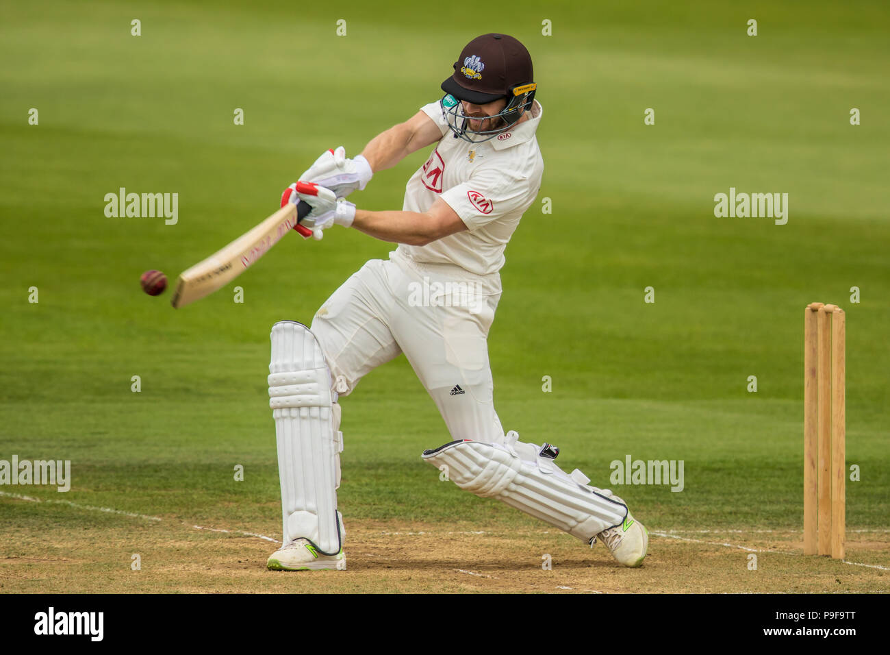 Londra, UK. 18 Luglio, 2018. Contrassegnare Stoneman batting per Surrey contro West Indies "A" lato touring al ovale. David Rowe/Alamy Live News Foto Stock