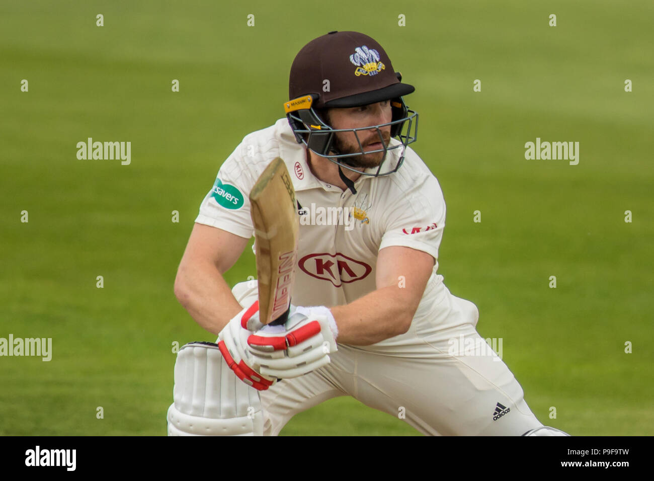 Londra, UK. 18 Luglio, 2018. Contrassegnare Stoneman batting per Surrey contro West Indies "A" lato touring al ovale. David Rowe/Alamy Live News Foto Stock