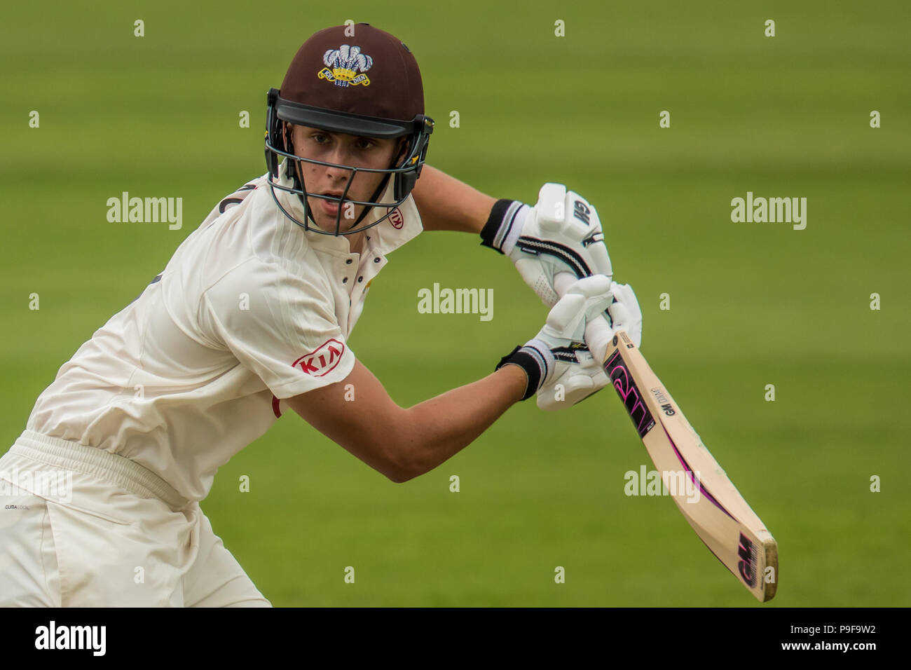 Londra, UK. 18 Luglio, 2018. Martinetti verrà battuta per Surrey contro West Indies "A" lato touring al ovale. David Rowe/Alamy Live News Foto Stock