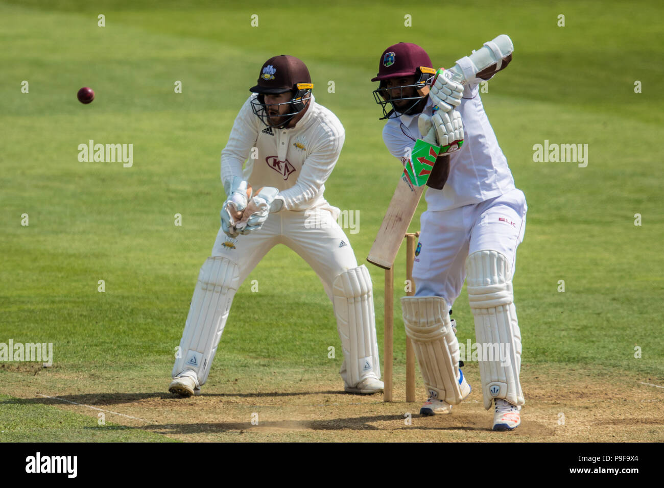 Londra, UK. 18 Luglio, 2018. Sunil Ambris batting per West Indies "A" touring lato contro Surrey al ovale. David Rowe/Alamy Live News Foto Stock