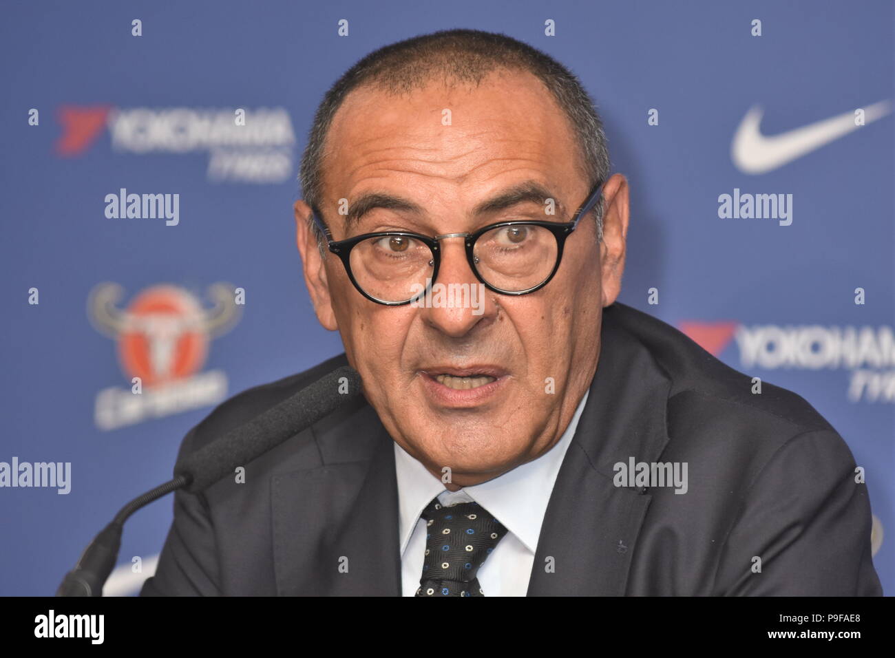 Londra, Regno Unito. Il 18 luglio 2018. Maurizio Sarri, Maurizio Sarri è stato presentato come il nuovo manager del Chelsea Football Club, Stamford Bridge,Fulham, Londra.UK Credit: Michael melia/Alamy Live News Foto Stock