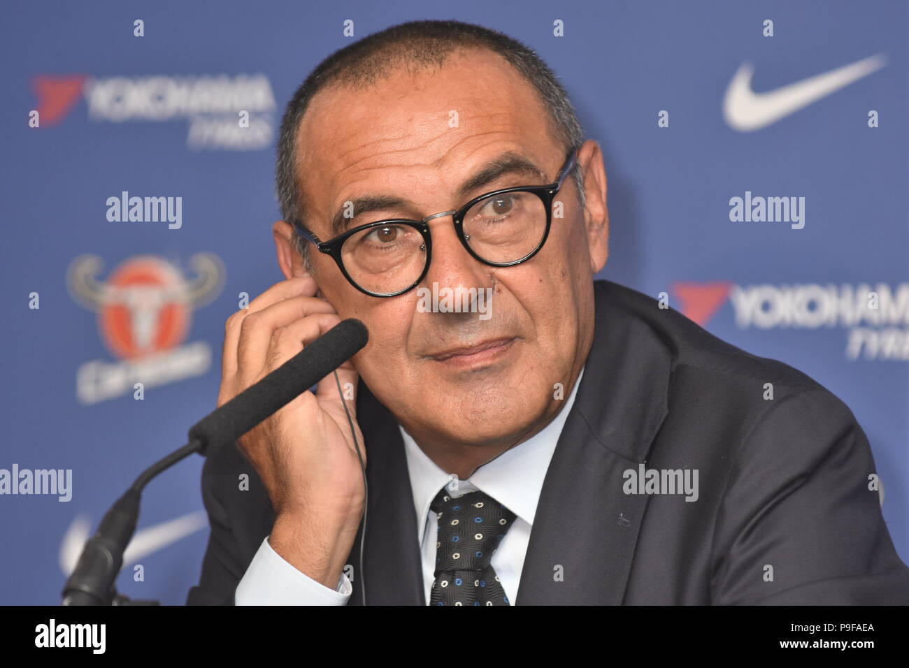 Londra, Regno Unito. Il 18 luglio 2018. Maurizio Sarri, Maurizio Sarri è stato presentato come il nuovo manager del Chelsea Football Club, Stamford Bridge, Fulham,London.UK Credit: Michael melia/Alamy Live News Foto Stock