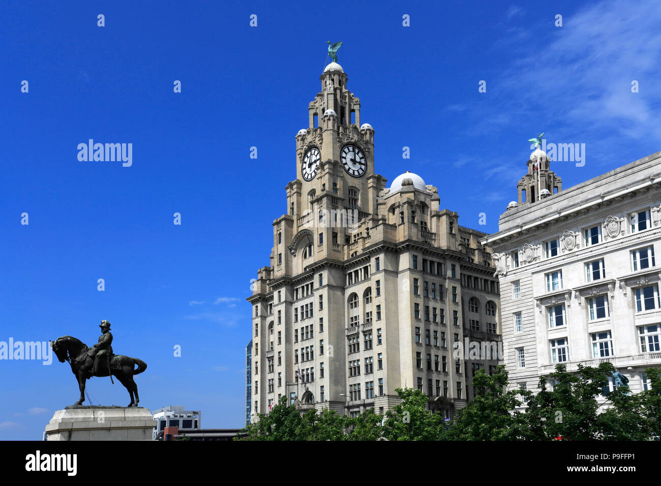 Royal Liver Building, George's Parade, Pier Head, Sito Patrimonio Mondiale dell'UNESCO, Liverpool, Merseyside England, Regno Unito Foto Stock