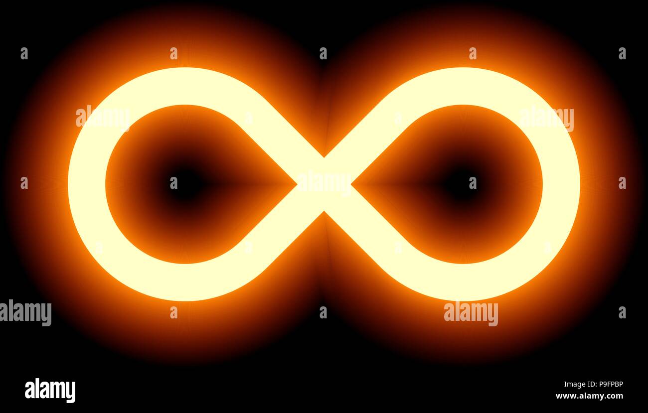 Simbolo di infinito luce arancione - colore tinta glow con trasparenza eps 10 - isolato - illustrazione vettoriale Illustrazione Vettoriale