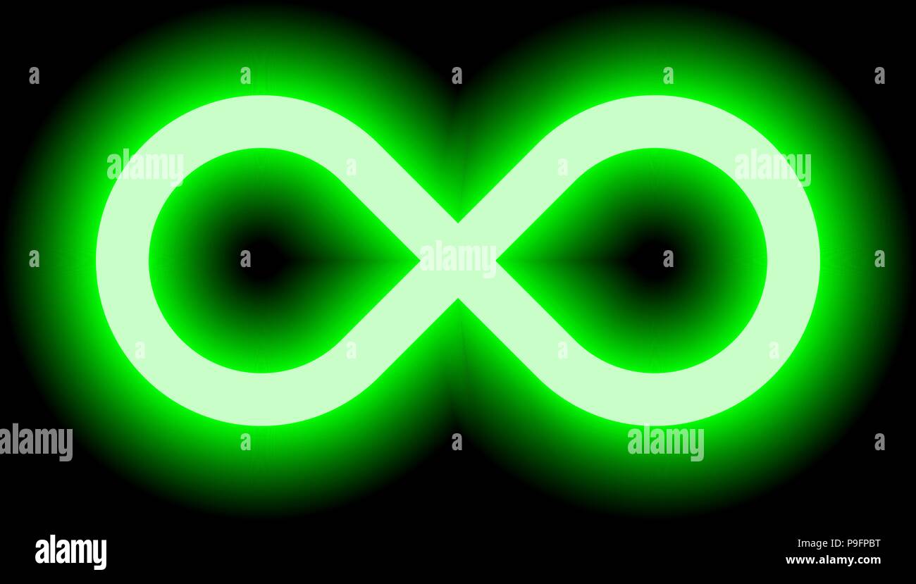 Simbolo di infinito luce verde - colore tinta glow con trasparenza eps 10 - isolato - illustrazione vettoriale Illustrazione Vettoriale