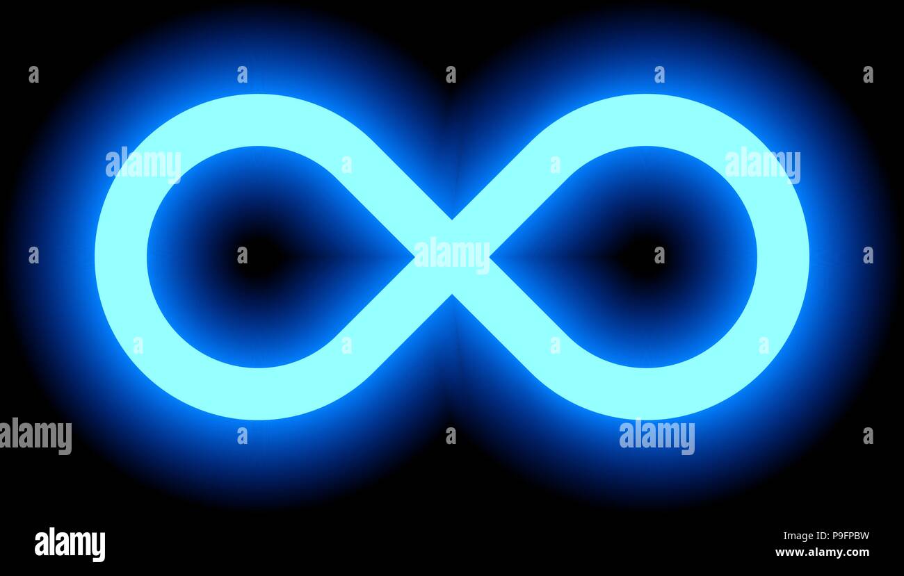 Simbolo di infinito azzurro - colore tinta glow con trasparenza eps 10 - isolato - illustrazione vettoriale Illustrazione Vettoriale