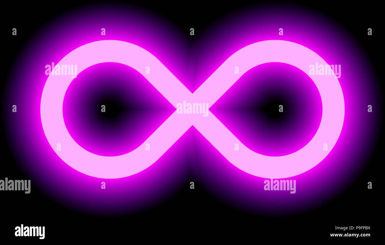 Simbolo di infinito luce viola - colore tinta glow con trasparenza eps 10 - isolato - illustrazione vettoriale Illustrazione Vettoriale