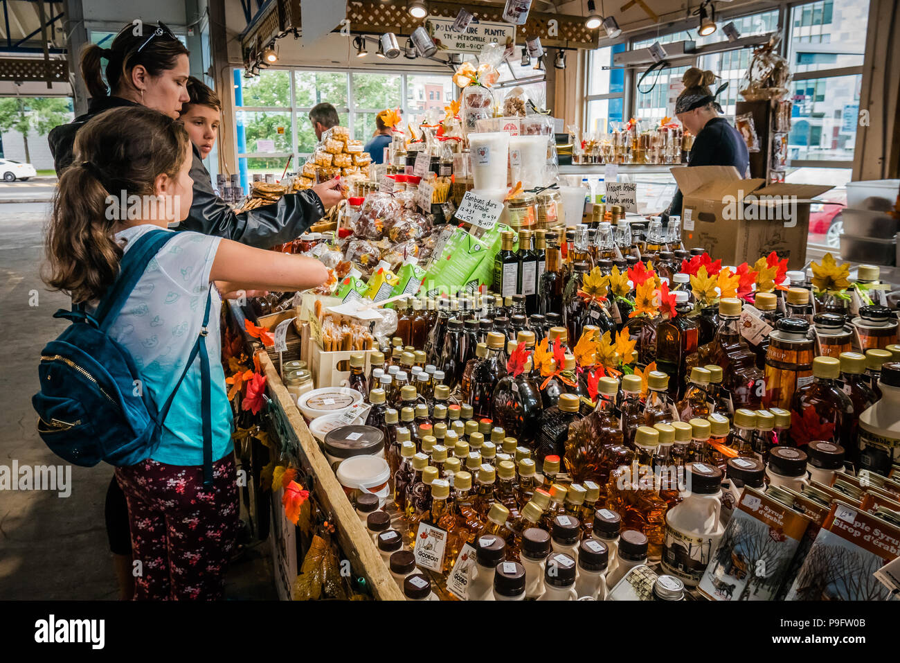 Gli agricoltori locali del mercato della città di Québec in Canada Foto Stock