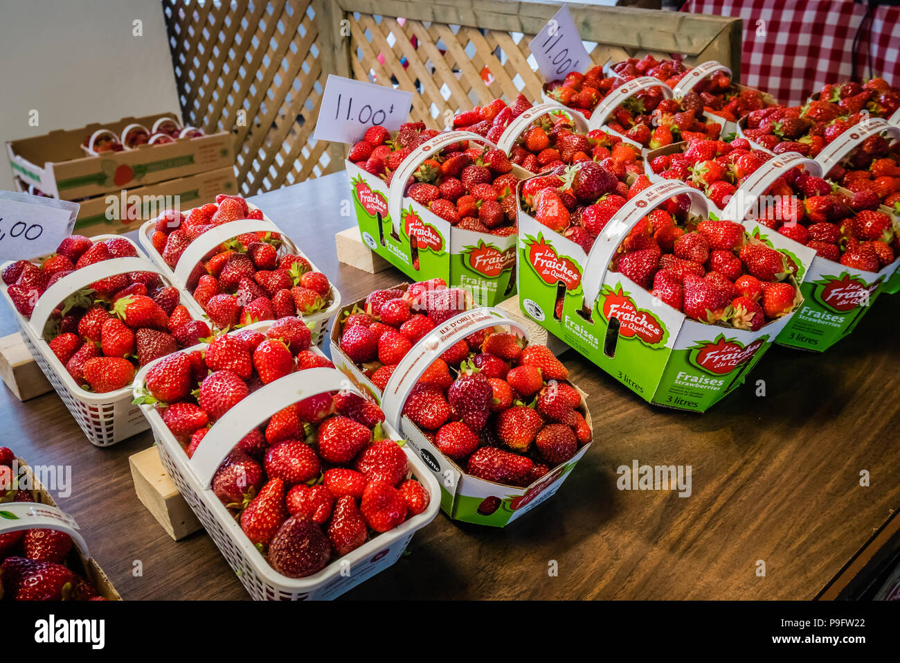 Gli agricoltori locali del mercato della città di Québec in Canada Foto Stock