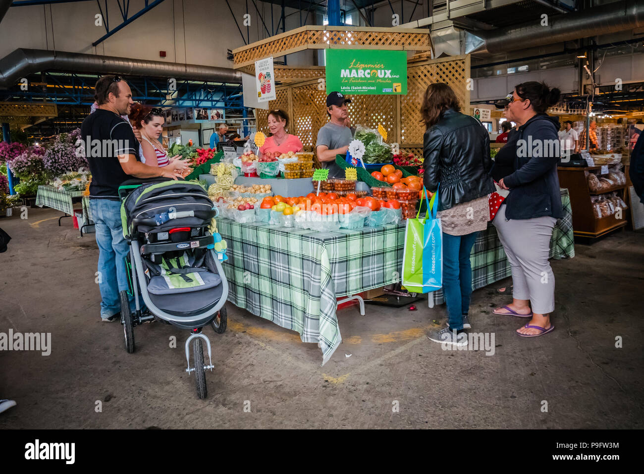 Gli agricoltori locali del mercato della città di Québec in Canada Foto Stock
