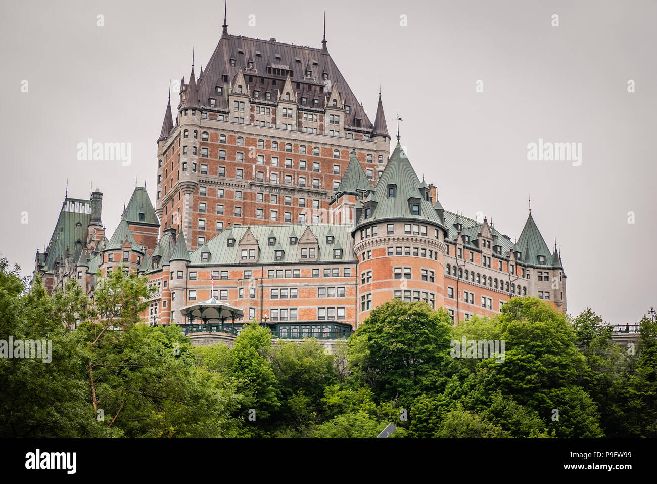 Famoso punto di riferimento storico hotel Chateau Frontenac nella città di Québec in Canada Foto Stock
