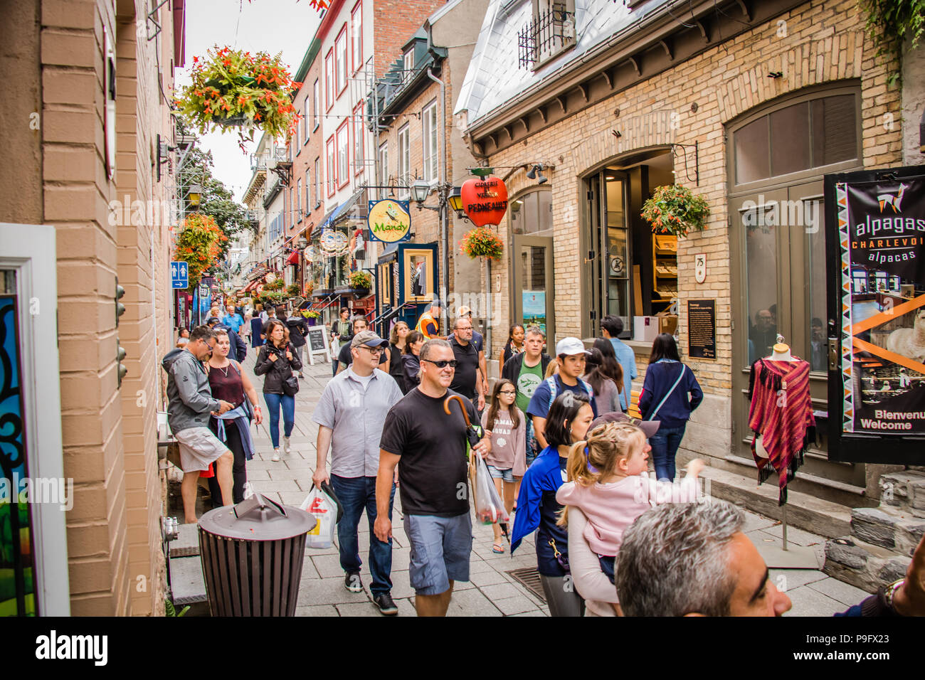 Storica famosa strada dello shopping Petit Champlain nella città di Québec in Canada Foto Stock